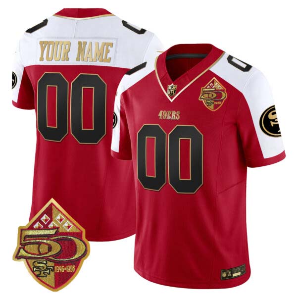 49ers 50th Anniversary Patch Vapor Limited Custom Jersey – All Stitched