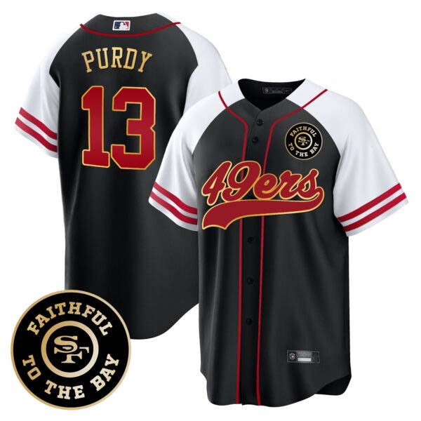 Men’s 49ers Faithful To The Bay Patch Baseball Jersey V2 – All Stitched