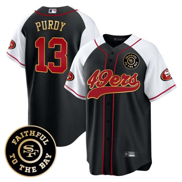 Men’s 49ers Faithful To The Bay Patch Baseball Jersey – All Stitched