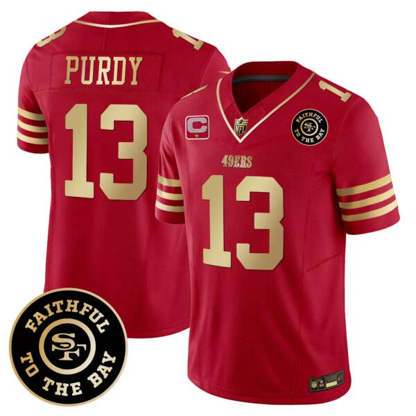 49ers Faithful To The Bay Patch Scarlet Gold Vapor Limited Jersey – All Stitched