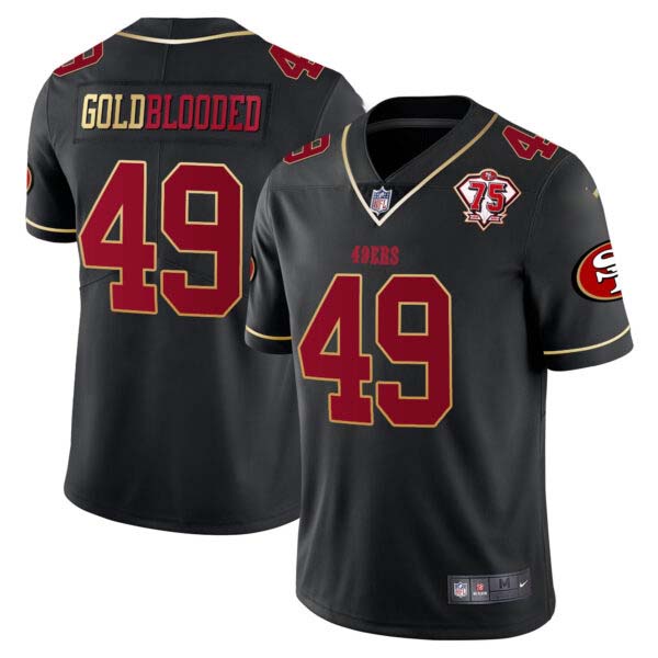 Gold Blooded 49ers 75th Anniversary Patch Vapor Gold Trim Jersey V2 – All Stitched