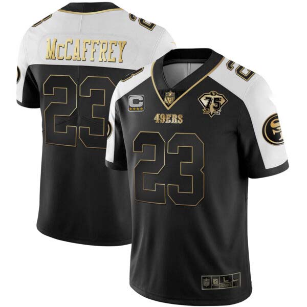 Youth’s 49ers 75th Anniversary Patch White Gold & Black Gold – All Stitched