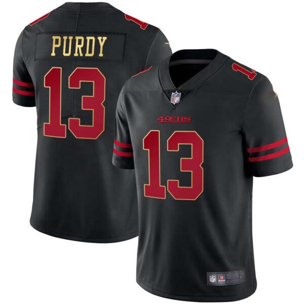Men’s 49ers Black Red Gold Blooded Jersey – All Stitched