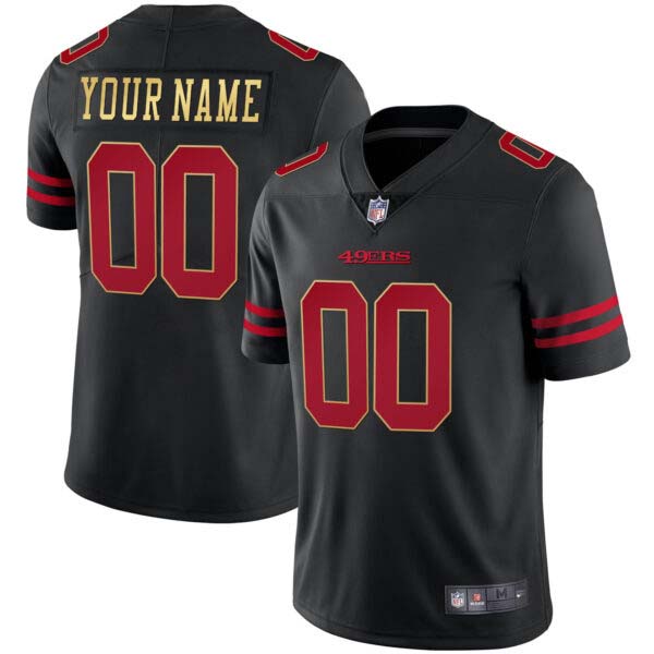 49ers Black Red Gold Blooded Custom Jersey – All Stitched