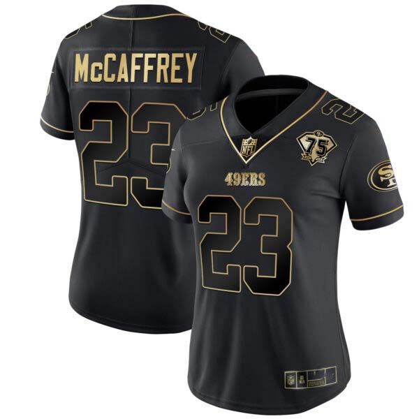 Women’s 49ers 75th Anniversary Patch White Gold & Black Gold – All Stitched