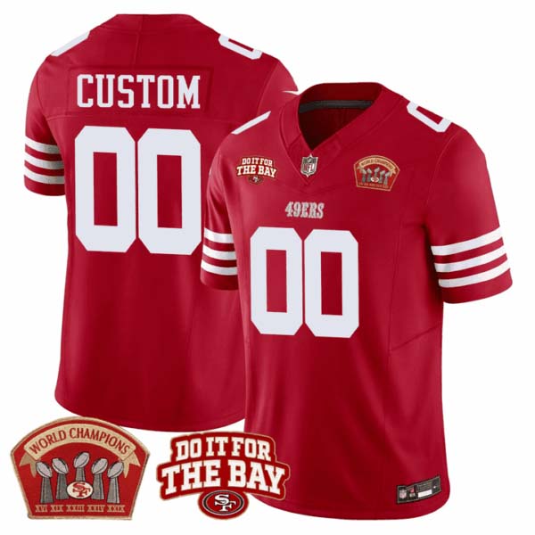San Francisco 49ers 5x World Champions & “Do It For The Bay” Patch Limited Custom Jersey – All Stitched